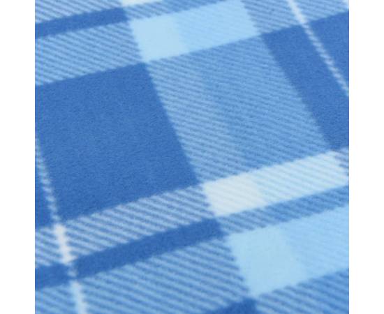 Pătură de picnic pliabilă, carouri albastre, 200x150 cm catifea, 5 image