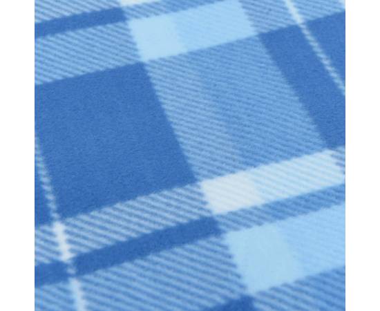 Pătură de picnic pliabilă, carouri albastre, 200x200 cm catifea, 4 image