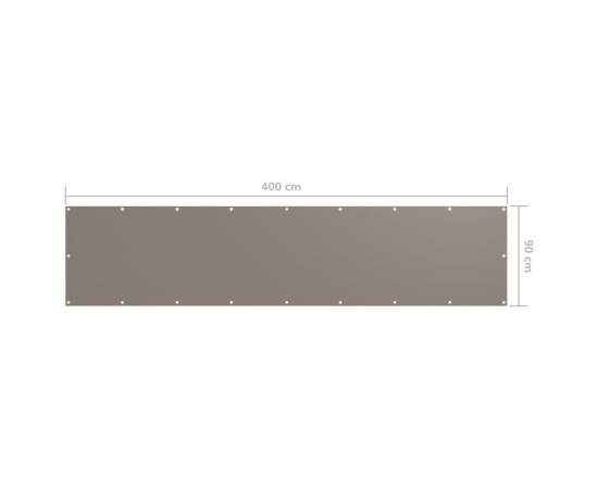 Paravan de balcon, gri taupe, 90x400 cm, țesătură oxford, 5 image