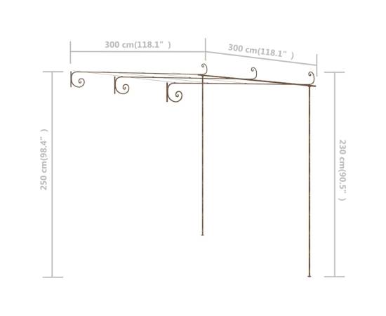 Pergolă de grădină, maro antic, 3x3x2,5 m, fier, 7 image