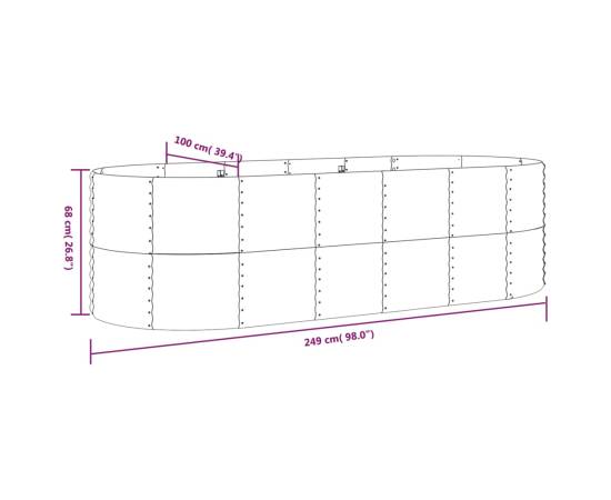 Strat înălțat grădină 249x100x68 cm oțel vopsit electrostatic, 6 image