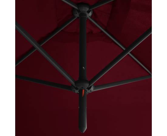 Umbrelă de soare dublă, stâlp din oțel, roșu bordo, 600x300 cm, 5 image