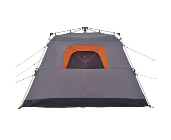 Cort camping cabană 4 persoane gri/portocaliu setare rapidă, 8 image