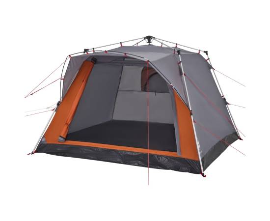 Cort camping cabană 4 persoane gri/portocaliu setare rapidă, 4 image