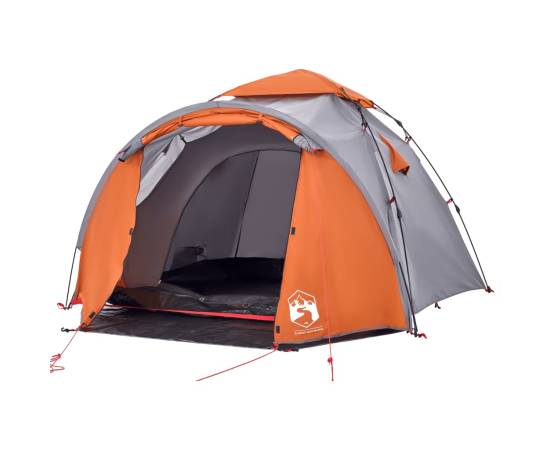 Cort camping cupolă 3 persoane, gri/portocaliu, setare rapidă, 4 image