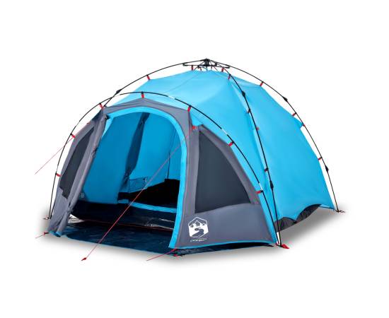 Cort de camping cupolă 3 persoane, setare rapidă, albastru, 2 image