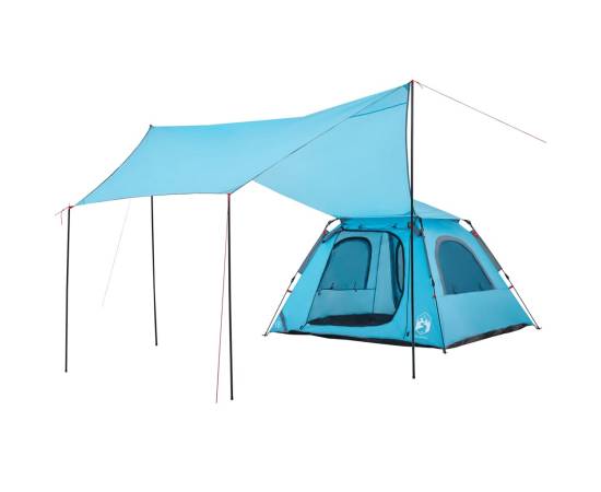 Cort de camping cupolă 4 persoane, setare rapidă, albastru, 9 image