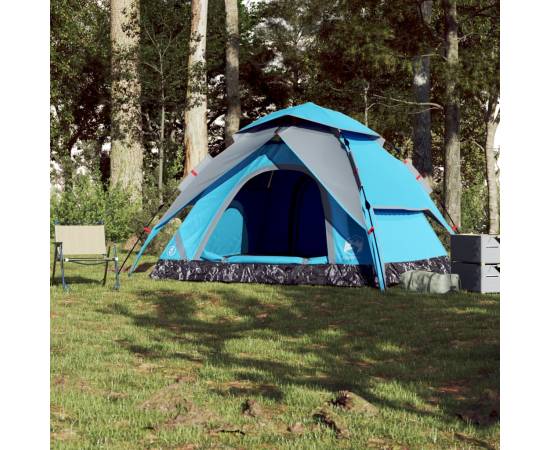 Cort de camping cupolă 5 persoane, setare rapidă, albastru, 3 image