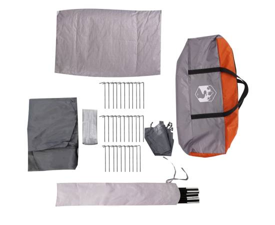 Cort de camping pentru 1 persoană, gri/portocaliu, impermeabil, 11 image