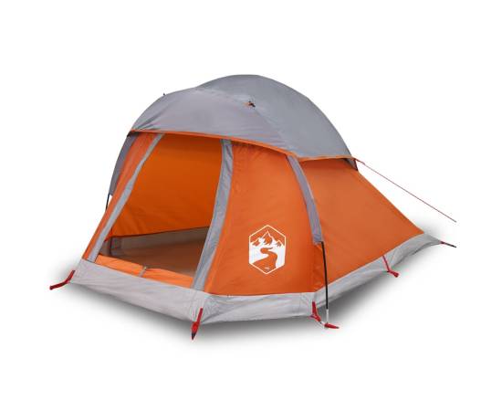 Cort de camping pentru 1 persoană, gri/portocaliu, impermeabil, 2 image