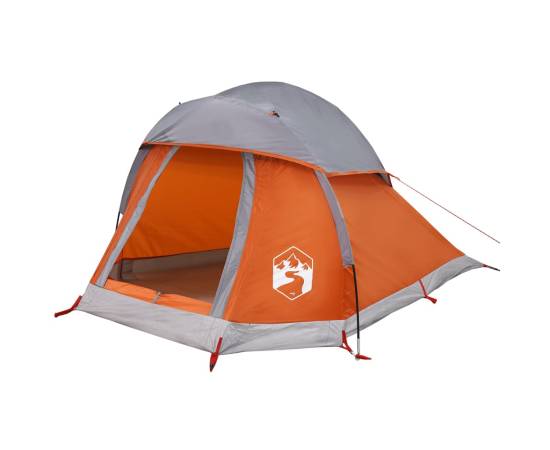 Cort de camping pentru 1 persoană, gri/portocaliu, impermeabil, 4 image