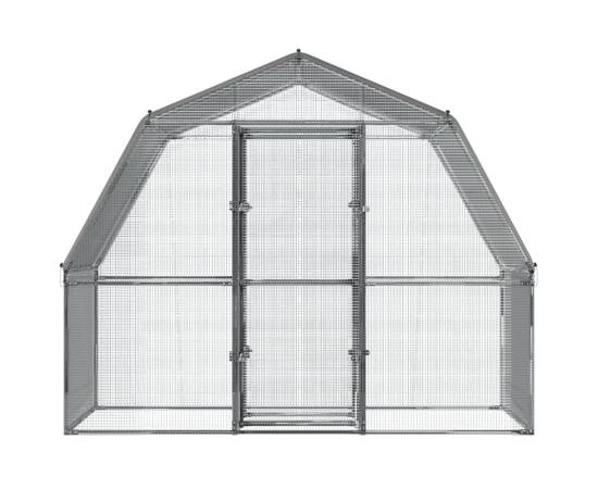 Coteț de pui 2 buc., cu acoperiș/ușă, argintiu, oțel galvanizat, 4 image