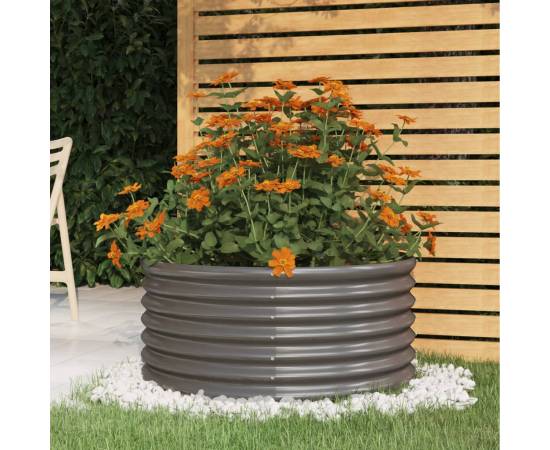 Jardinieră grădină gri 80x80x36 cm oțel vopsit electrostatic