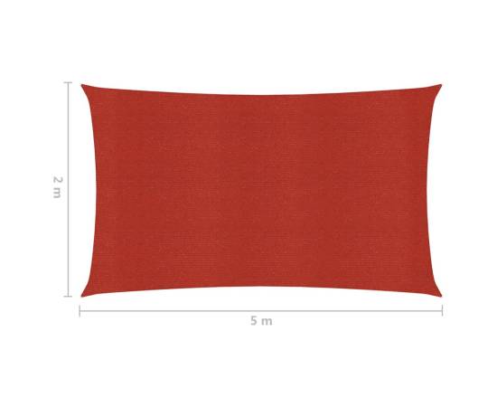 Pânză parasolar, roșu, 2x5 m, hdpe, 160 g/m², 6 image