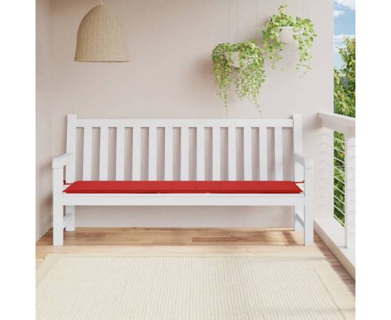 Pernă de bancă de grădină, roșu, 200x50x3 cm, textil oxford