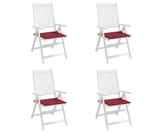 Perne scaune grădină 4 buc. roșu vin 40x40x3 cm țesătură oxford, 4 image
