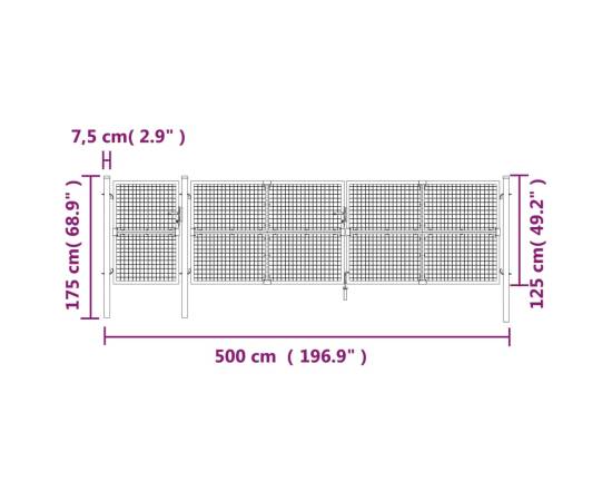 Poartă de grădină din plasă, verde, 500x175 cm, oțel galvanizat, 7 image