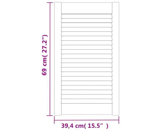 Uși dulap design lambriu 4 buc. alb 69x39,4 cm, lemn masiv pin, 6 image