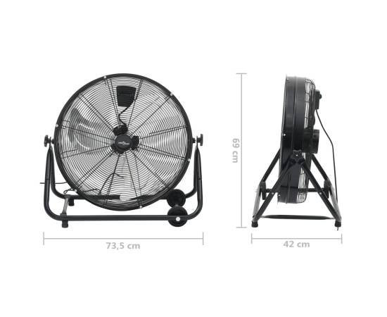 Ventilator industrial cu tambur, negru, 60 cm, 180 w, 9 image