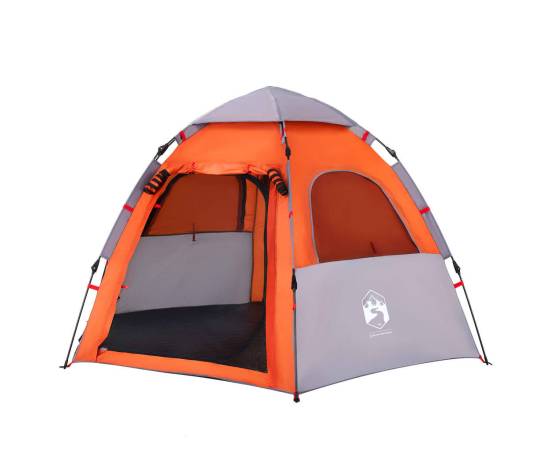 Cort camping cabană 4 persoane gri/portocaliu setare rapidă, 4 image