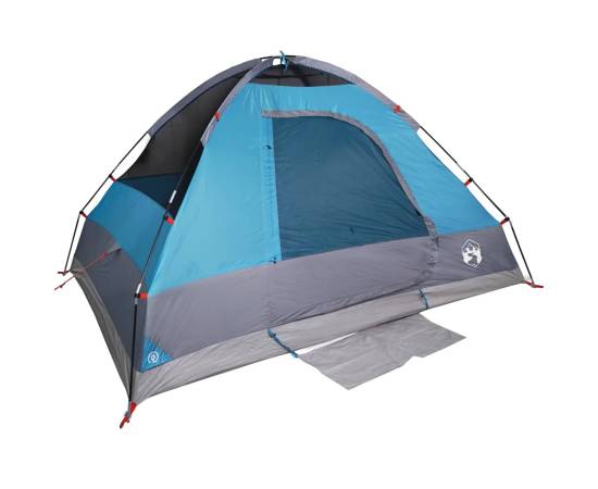 Cort de camping cupolă pentru 4 persoane, albastru, impermeabil, 8 image
