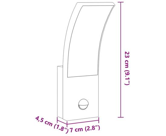 Lampă exterioară de perete cu led/senzor, alb, aluminiu turnat, 9 image