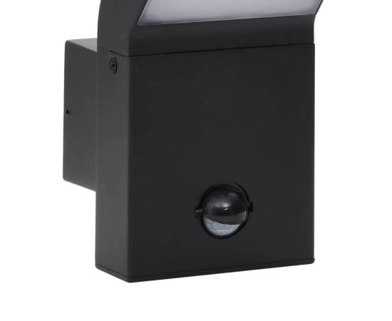 Lampă exterioară de perete cu led/senzor, negru aluminiu turnat, 8 image