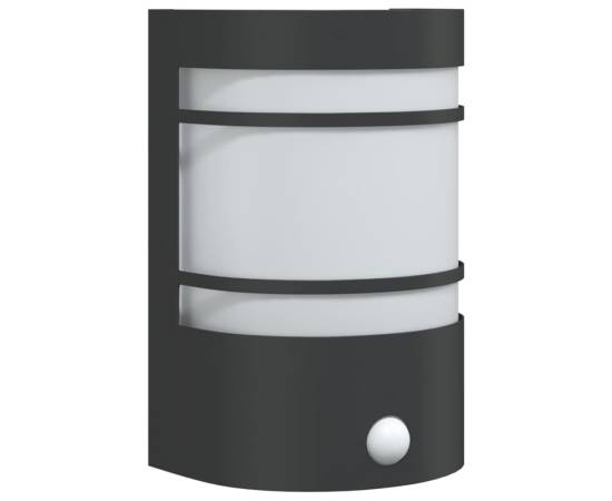 Lampă exterioară de perete cu senzor, negru, oțel inoxidabil, 2 image