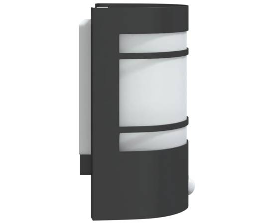 Lampă exterioară de perete cu senzor, negru, oțel inoxidabil, 5 image