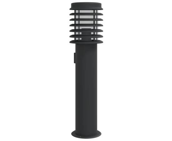 Lampă exterioară de podea cu priză, negru, 60 cm, oțel inox, 2 image