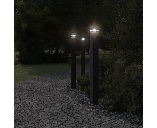 Lampă exterioară de podea cu senzor, negru, 110 cm, aluminiu, 3 image