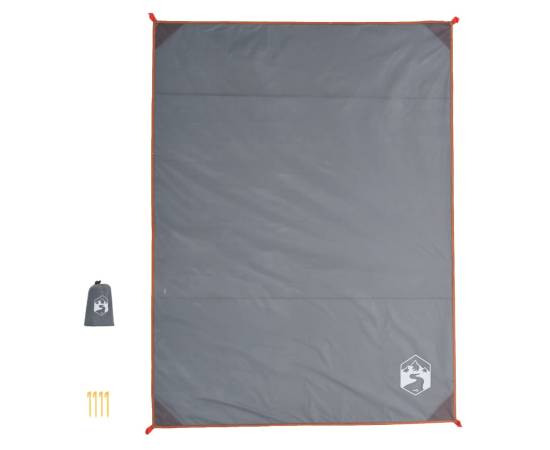 Pătură de picnic cu țăruși, gri și portocaliu, 205x155 cm, 3 image