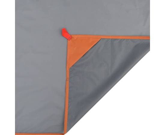Pătură de picnic cu țăruși, gri și portocaliu, 205x155 cm, 4 image