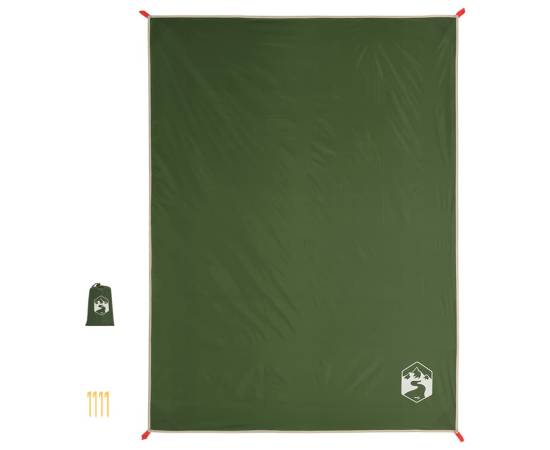 Pătură de picnic cu țăruși, verde, 205x155 cm, 3 image