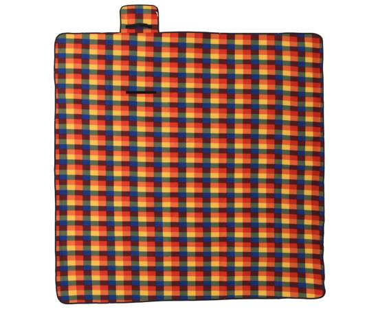 Pătură picnic pliabilă, carouri multicolor, 200x200 cm catifea, 2 image