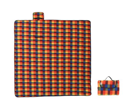 Pătură picnic pliabilă, carouri multicolor, 200x200 cm catifea, 3 image