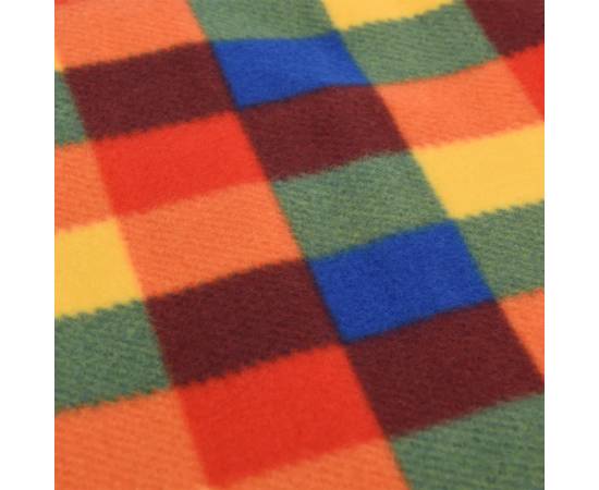 Pătură picnic pliabilă, carouri multicolor, 200x200 cm catifea, 5 image