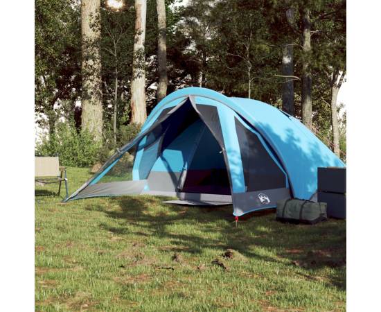 Cabină cort de camping, 4 persoane, albastru, impermeabil, 3 image