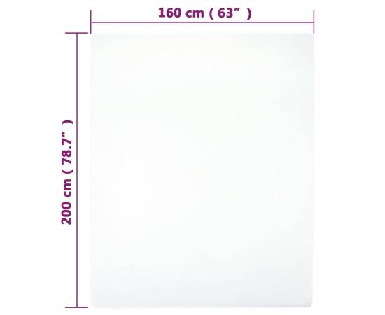 Cearșaf de pat cu elastic, 2 buc., alb, 160x200 cm, bumbac, 4 image