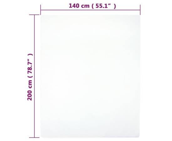 Cearșaf de pat cu elastic, 2 buc, alb, 140x200 cm, bumbac, 4 image