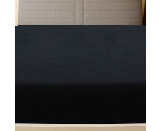 Cearșaf de pat cu elastic, negru, 180x200 cm, bumbac, 3 image