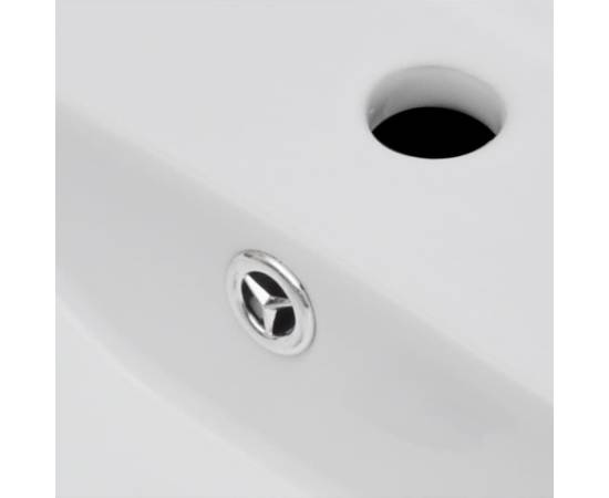 Chiuvetă baie alb ceramică dreptunghiular loc robinet/preaplin, 5 image
