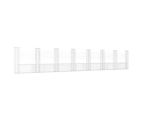 Coș gabion în formă de u cu 8 stâlpi, 860x20x150 cm, fier, 2 image