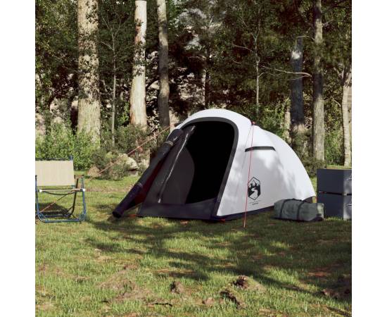 Cort camping tunel 2 persoane, alb, țesătură opacă, impermeabil, 3 image