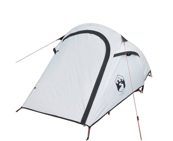 Cort camping tunel 2 persoane, alb, țesătură opacă, impermeabil, 5 image