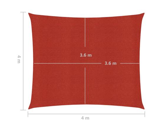 Pânză parasolar, roșu, 4x4 m, hdpe, 160 g/m², 6 image