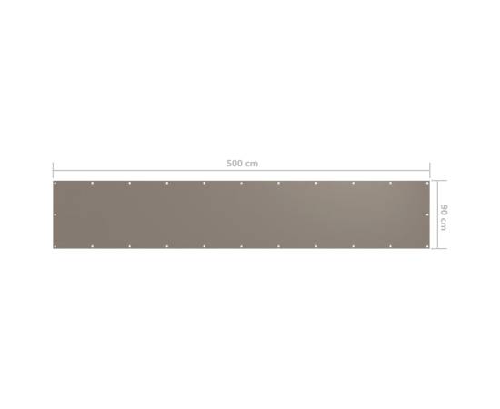 Paravan de balcon, gri taupe, 90x500 cm, țesătură oxford, 5 image