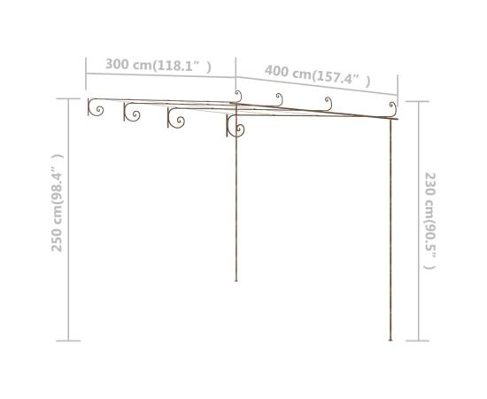 Pergolă de grădină, maro antic, 4x3x2,5 m, fier, 7 image