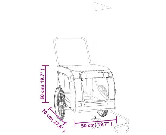Remorcă bicicletă animale companie portocaliu/negru oxford/fier, 11 image