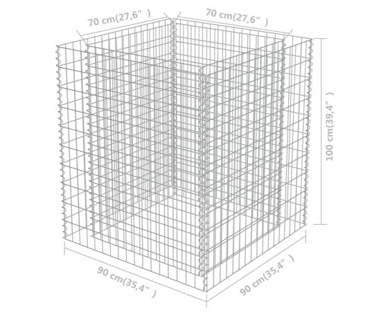 Strat înălțat gabion, 90 x 90 x 100 cm, oțel galvanizat, 7 image